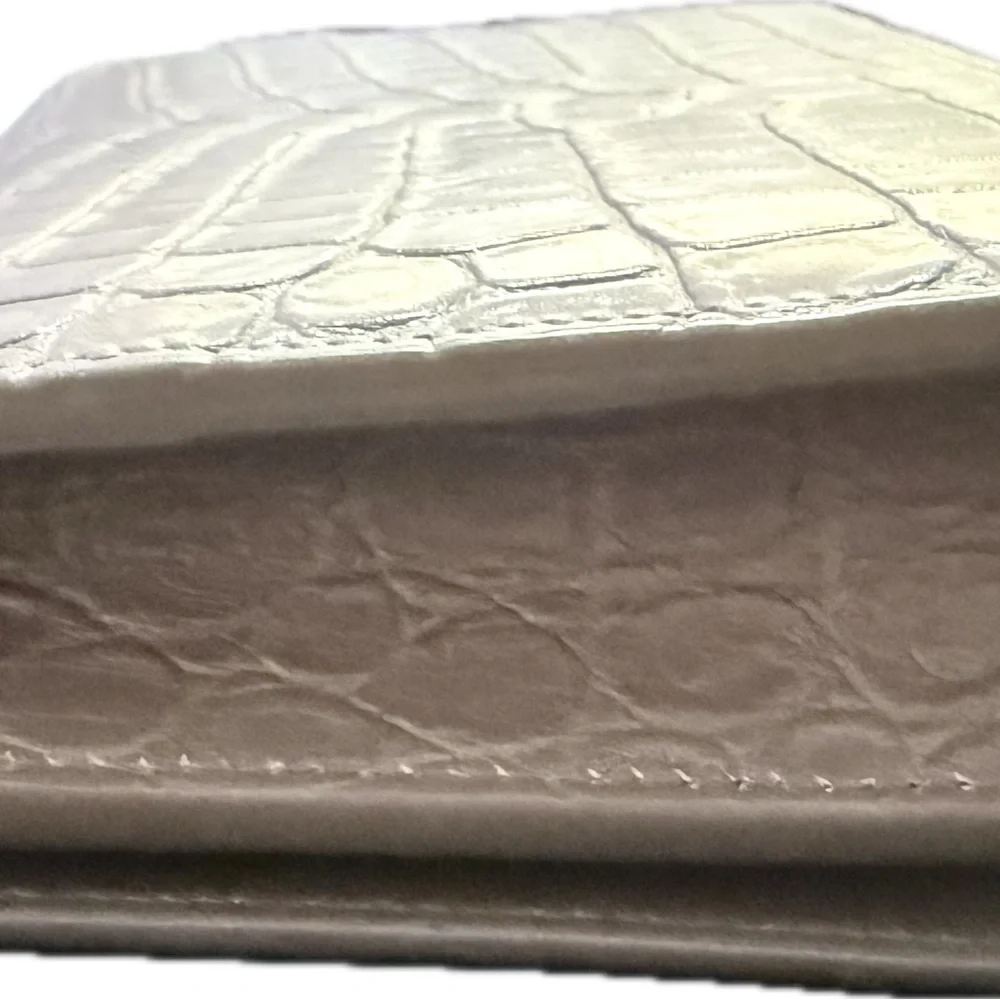 Saint Laurent Silver-Tone Hardware Grey Croc-Embossed Tassel Card Holder